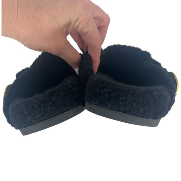 Valentino Garavani Roman Stud Shearling Mules in Black - Picture 13 of 15